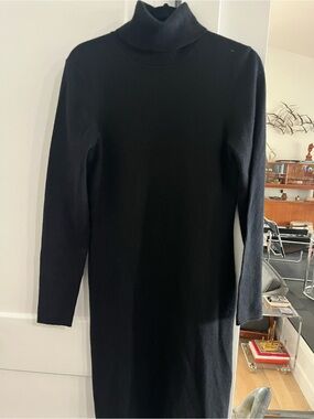 Barrow & Grove Cashmere Black Turtleneck LongSleeve sweater dress M minimalist